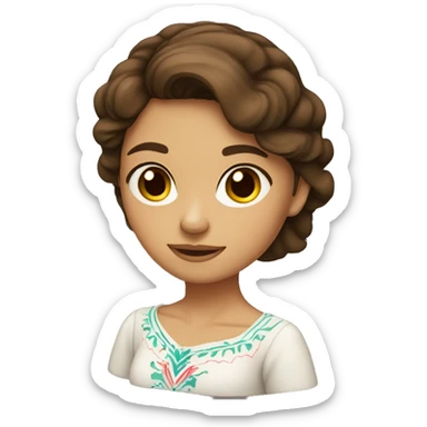 brown haired slim mexican girl with pretty face sticker