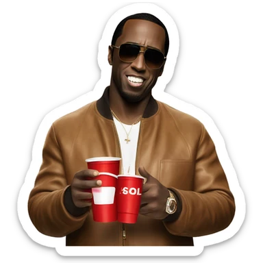 P. Diddy offering you a red solo cup sticker