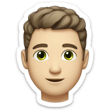 cute white man with dark brown fade haircut green eyes sticker