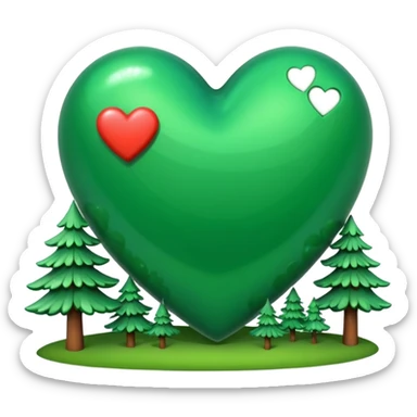 a big green heart emoji that says "I love you Candy"  with small pine trees behind it sticker