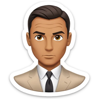 Cinematic Realistic James Bond Pop Culture Emoji, depicted with suave sophistication and dynamic action rendered with crisp details and cinematic lighting that capture his legendary cool. sticker