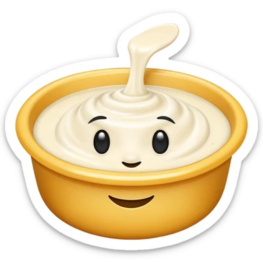 Happy face covered in white sauce sticker