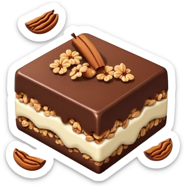 Tan chocolate with apple cinnamon and granola pieces inside it  sticker