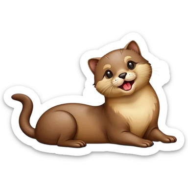 кошка показывает язык а на кошке сидит выдра sticker