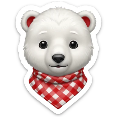 baby polar bear wearing a red and white checkered Neckerchief sticker