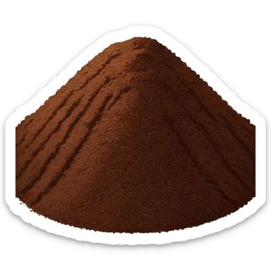 mound of ground coffee, dark brown, finely ground, textured, loose grains at base, clean minimal 3D, soft shadows and lighting, realistic but stylized, no packaging no cup no beans sticker