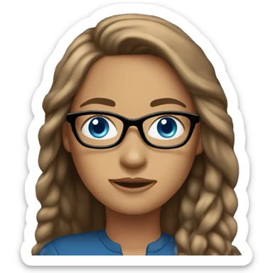 Women,long brown hair, blue eyes, glasses, drops mic sticker