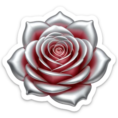 A rose emoji made of liquid silver metal minimalistic iOS emoji style, centered, sticker