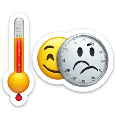 A smiley face with a thermometer above it sticker