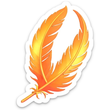 an ethereal phoenix feather, floating with shimmering sparks sticker