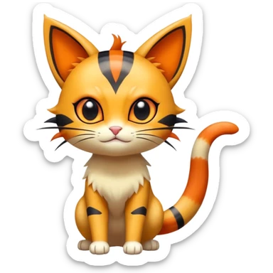 Shiny Cute Adorable Meowth-Litten-Littleo-Hybrid-Creature with pattern-markings sticker