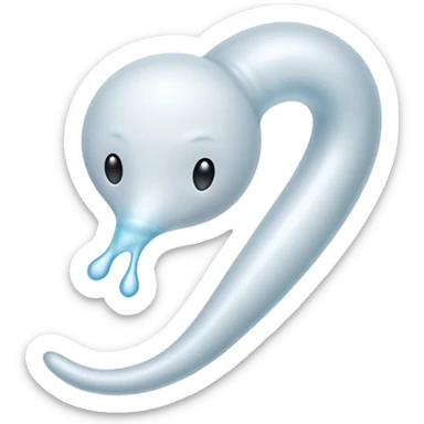sperm cell emoji, simple and clear, white with a small tail, on a neutral background sticker