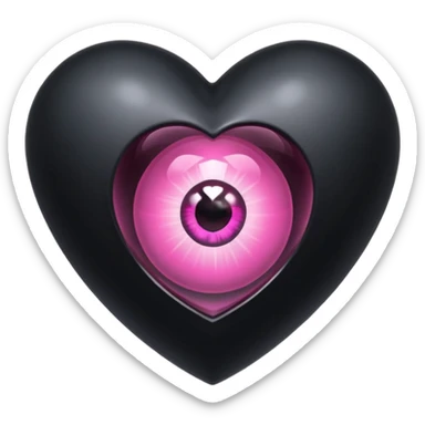 A black heart Gem with a pink eye in the center sticker