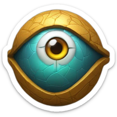 3d sphere with a cartoon Pillager skin texture with Eye of Horus sticker