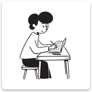 a human writing in a notebook sticker