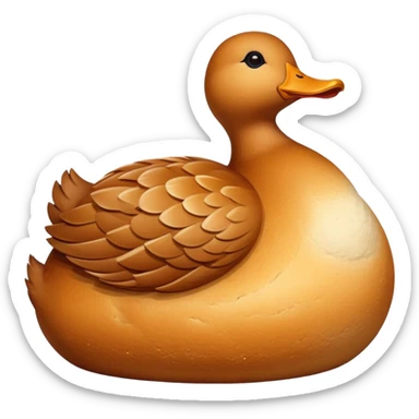 loaf of gluten bread in the shape of a duck, detailed bread texture sticker