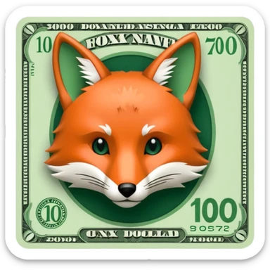 make 100 dollar bill with a fox head silhouette  sticker
