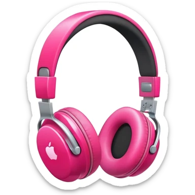 pink apple headphones sticker