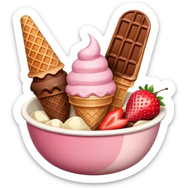 Neapolitan ice cream scoops in a bowl sticker