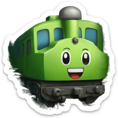 the train is overgrown with grass, moss and mushrooms

 sticker