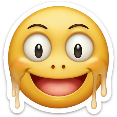 a standard, sexless, melting smiley with his eyes averted and his mouth agitated. He has anxiety. sticker