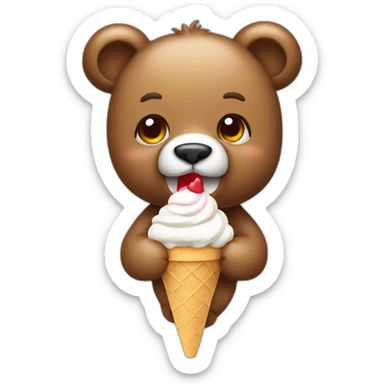 Cute bear eating ice cream on a stick sticker