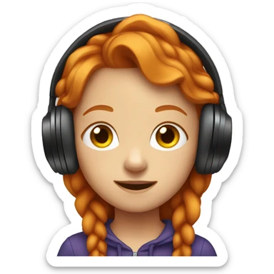 Ginger girl in headphones sticker