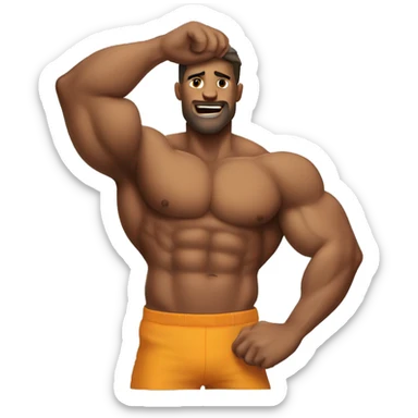 muscular man raising armpit sticker