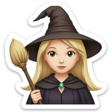 Witch on the broom with blonde hair sticker