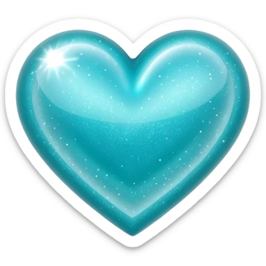 semi transparent gllitery turquoise heart sticker