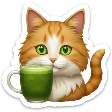 Cat drinking matcha sticker