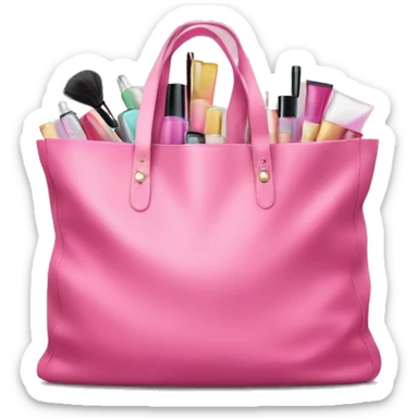 large pink bag filled with cosmetics sticker