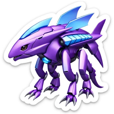 Futuristic Cool Cute Edgy Shiny Legendary Digimon-Genesect-Palkia-hybrid full body sticker