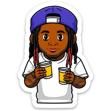 lil wayne with a double cup where one styrofoam cup is stacked inside another sticker
