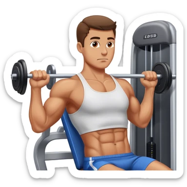 guy doing gym machine tricep exercise sticker