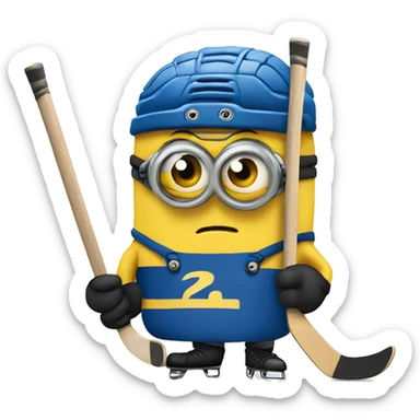 Minion playing hockey sticker