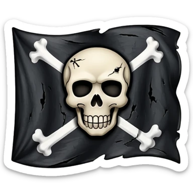A black flag with a pirate symbol in the middle. sticker