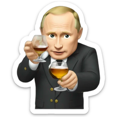 Putin drinking Kizlyar brandy sticker
