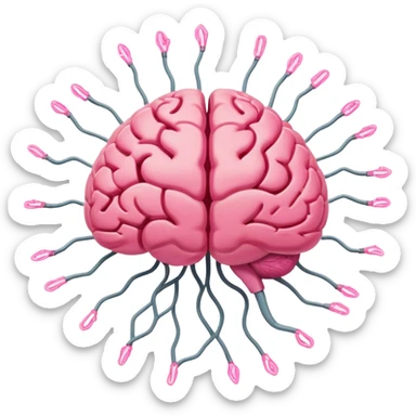 A ** pink human brain** with a energy net energy beam of thought around it s... radiating loving thoughts while it rewires itself hearts  sticker