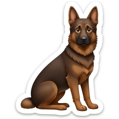Dark brown face German Shepherd sitting sticker