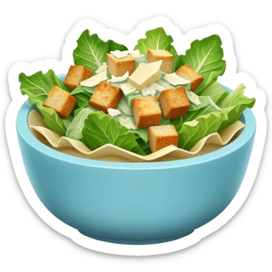 super realistic caesar salad in small light blue bowl sticker