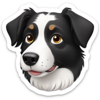 Dog, border collie, short hair, back and White, mole on snout sticker