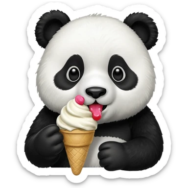Panda eating ice cream sticker
