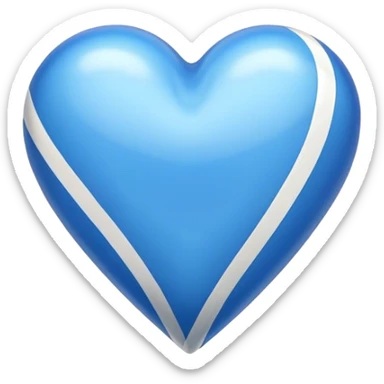 Glossy blue heart with athletic stripes going down the side sticker