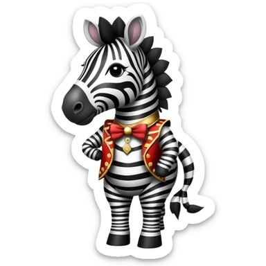 Vintage circus zebra wearing a costume sticker
