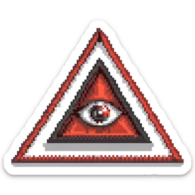 Illuminati triangle symbol with eye in center, black and red color scheme sticker