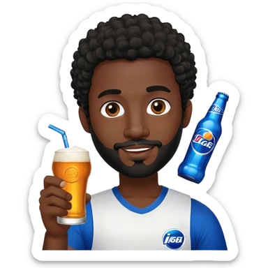 dark black guy short curly hair facial hair holding bud light  sticker