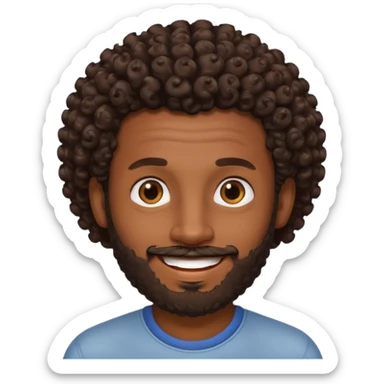 Dark brown skin man with a light beard and a curly   fade haircut with dark brown eyes sticker