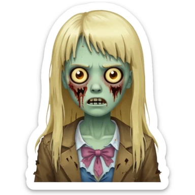 Zoombie de cabelo loiro longo de franja quadrada  sticker