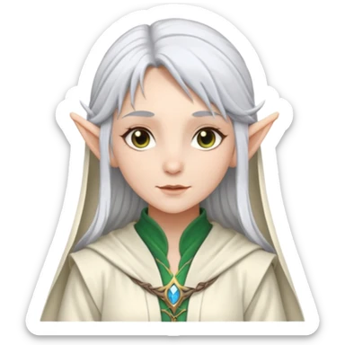 Frieren the female elf mage with silver hair without stone sticker